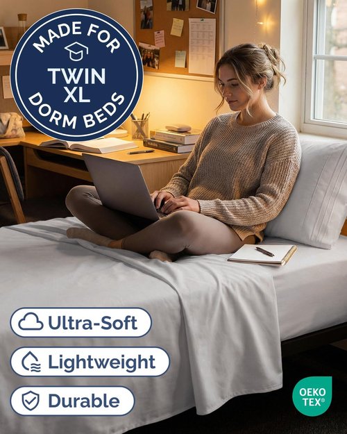 Comfy Twin XL Sheet Set by [Brand Name] - Breathable Cooling Bedding | Soft, Wrinkle-Free, Deep Pockets - Light Grey