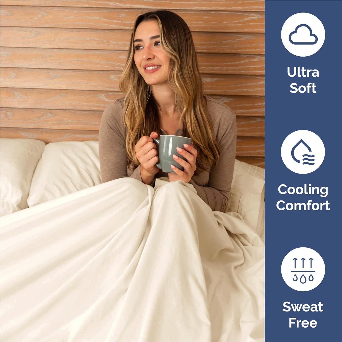 King Size 4-Piece Sheet Set | Regine Switzerland Comfy Cooling Sheets - Deep Pockets, Wrinkle-Free, Off White