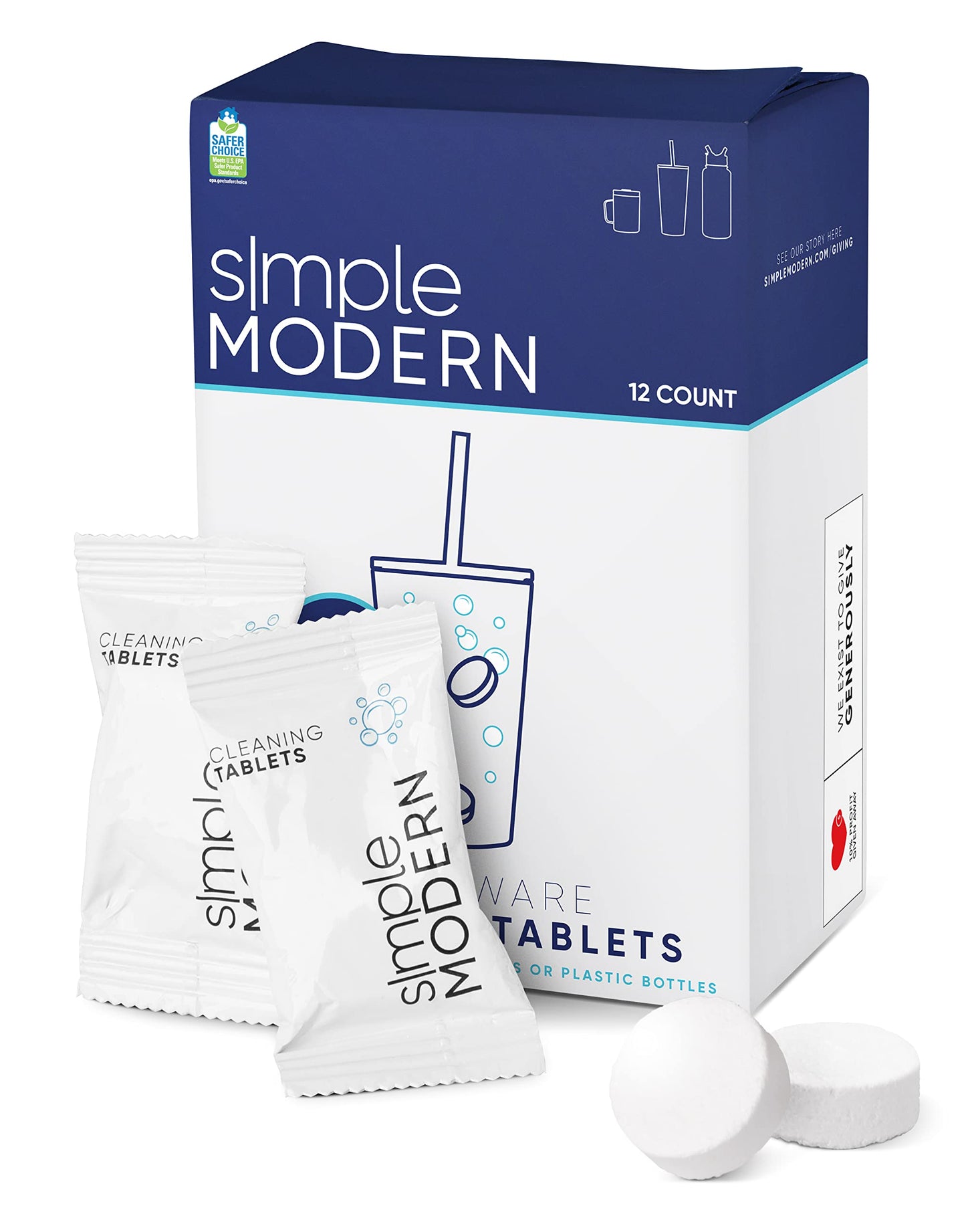 Simple Modern Cleaning Tablets for Water Bottles, Tumblers, Coffee Mugs, Stainless Steel Drinkware, 12 Pack