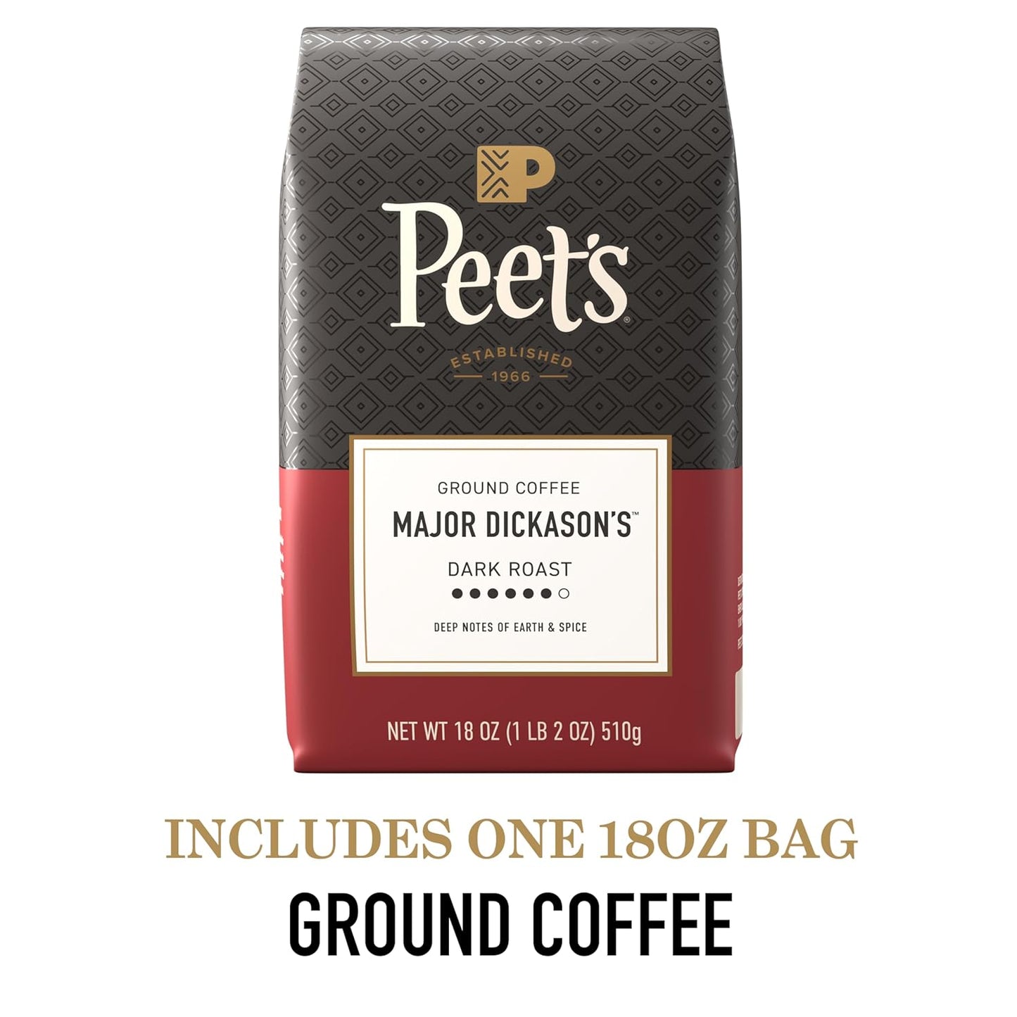 Peet's Coffee Dark Roast - 100% Arabica Major Dickason's Blend, 18 Ounce Bag