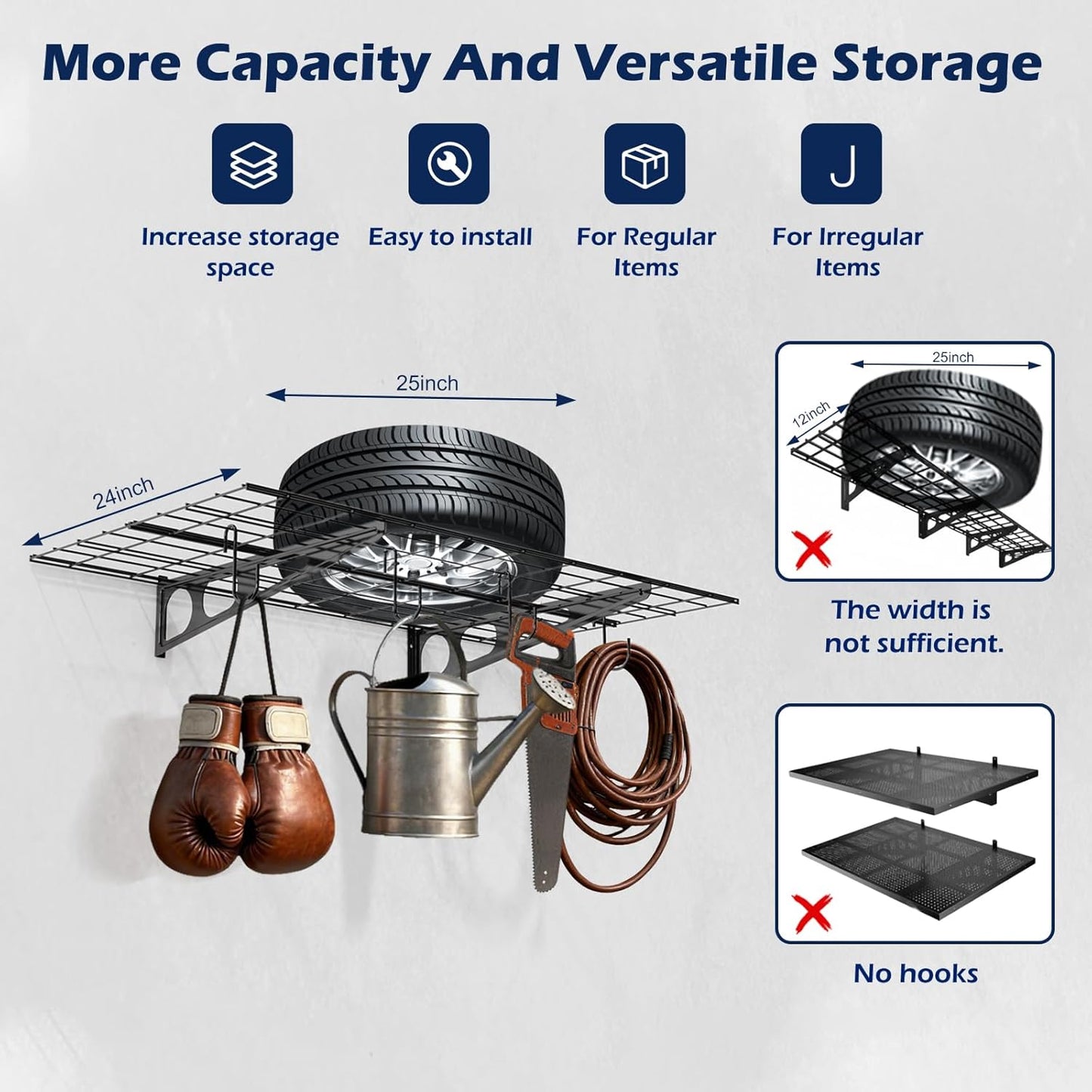 Skiennix Garage Wall Shelving - Durable 3x2 Storage Solution | 4 Pack for Organized Spaces