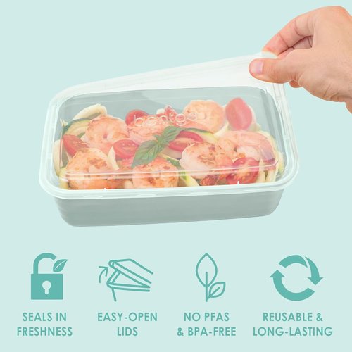Bentgo Prep - 20-Piece Reusable Meal Prep Containers | Durable, BPA-Free, Microwave & Dishwasher Safe (Mint)
