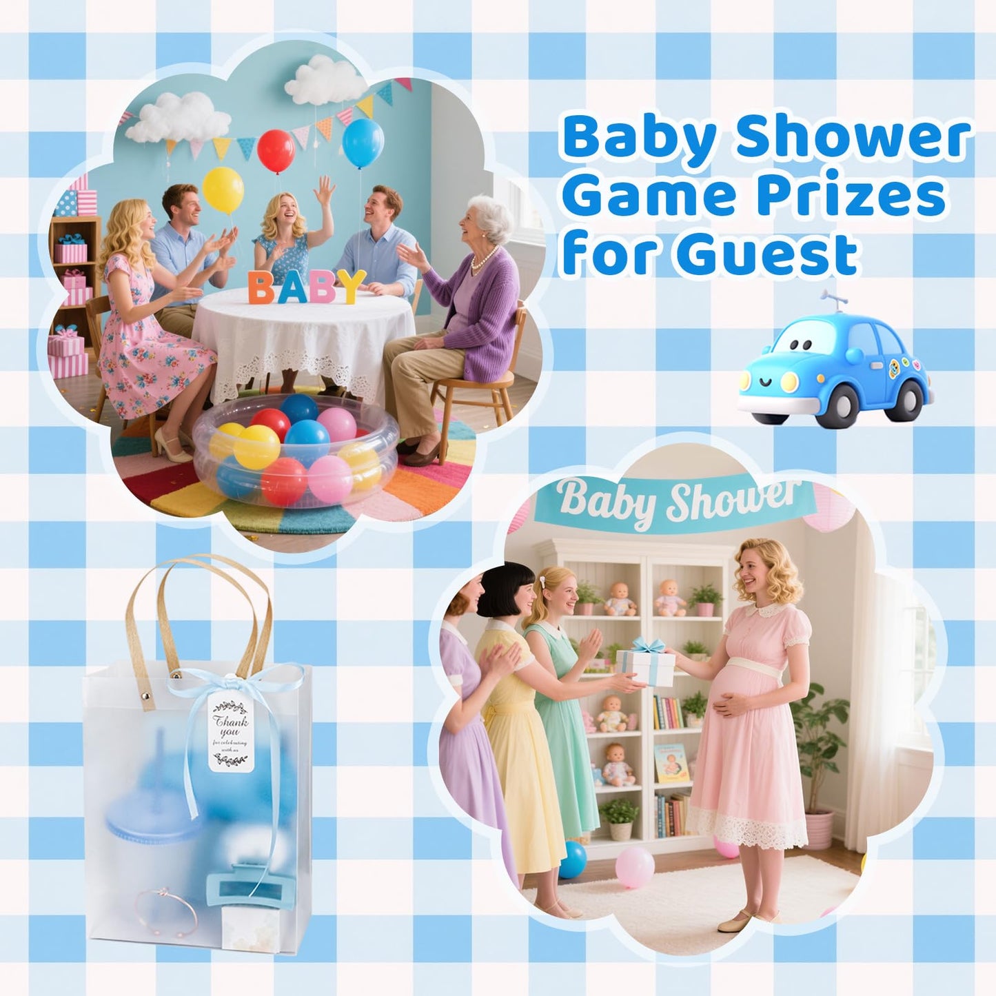VZCBZC 6Set Baby Shower Prizes for Game Winners Baby Shower Favors Gifts including Plastic Tumbler Notebook Candles with Gift Bag for Winner Guests Wedding Bridal Shower Favors