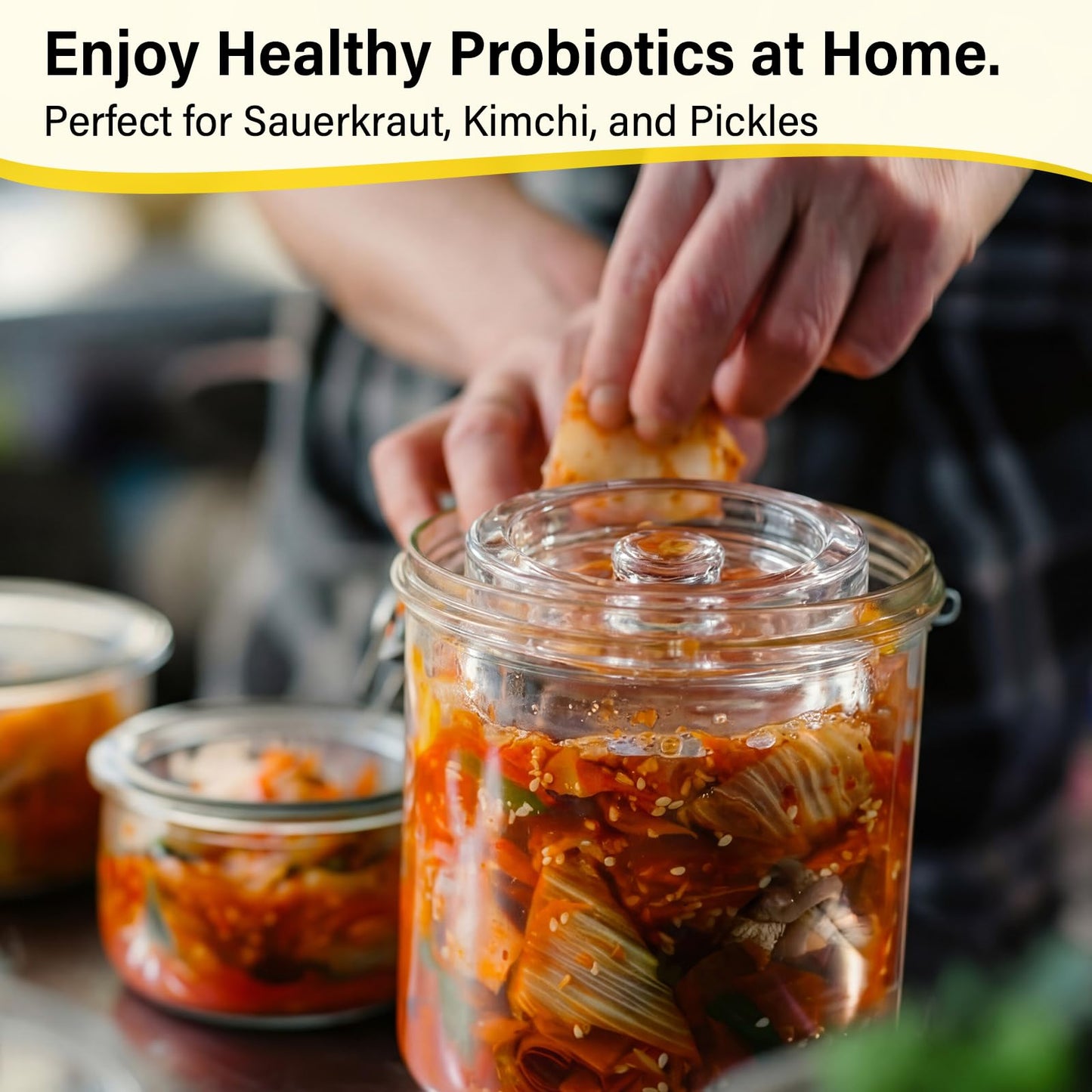 Singhoow 4 Pack Mason Jar Fermentation Kit Fermenting Lids with Airlocks and Glass Weights Wide Mouth Mason Jars Fermentation Supplies for Sauerkraut Pickles Kimchi (Jars Not Included)