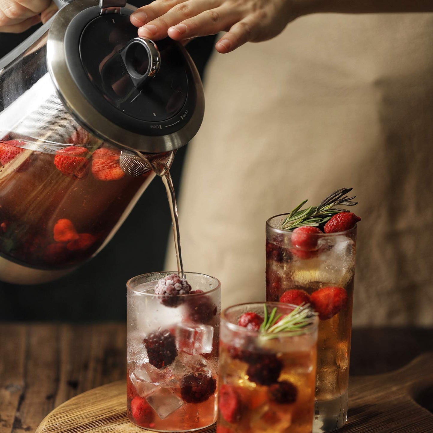 BUYDEEM K2423 Tea Maker, 316 Stainless Steel & Heat Resistant DURAN Glass Electric Kettle, 5 Temperature Settings, Removable Infuser, Auto Keep Warm, 1.2L
