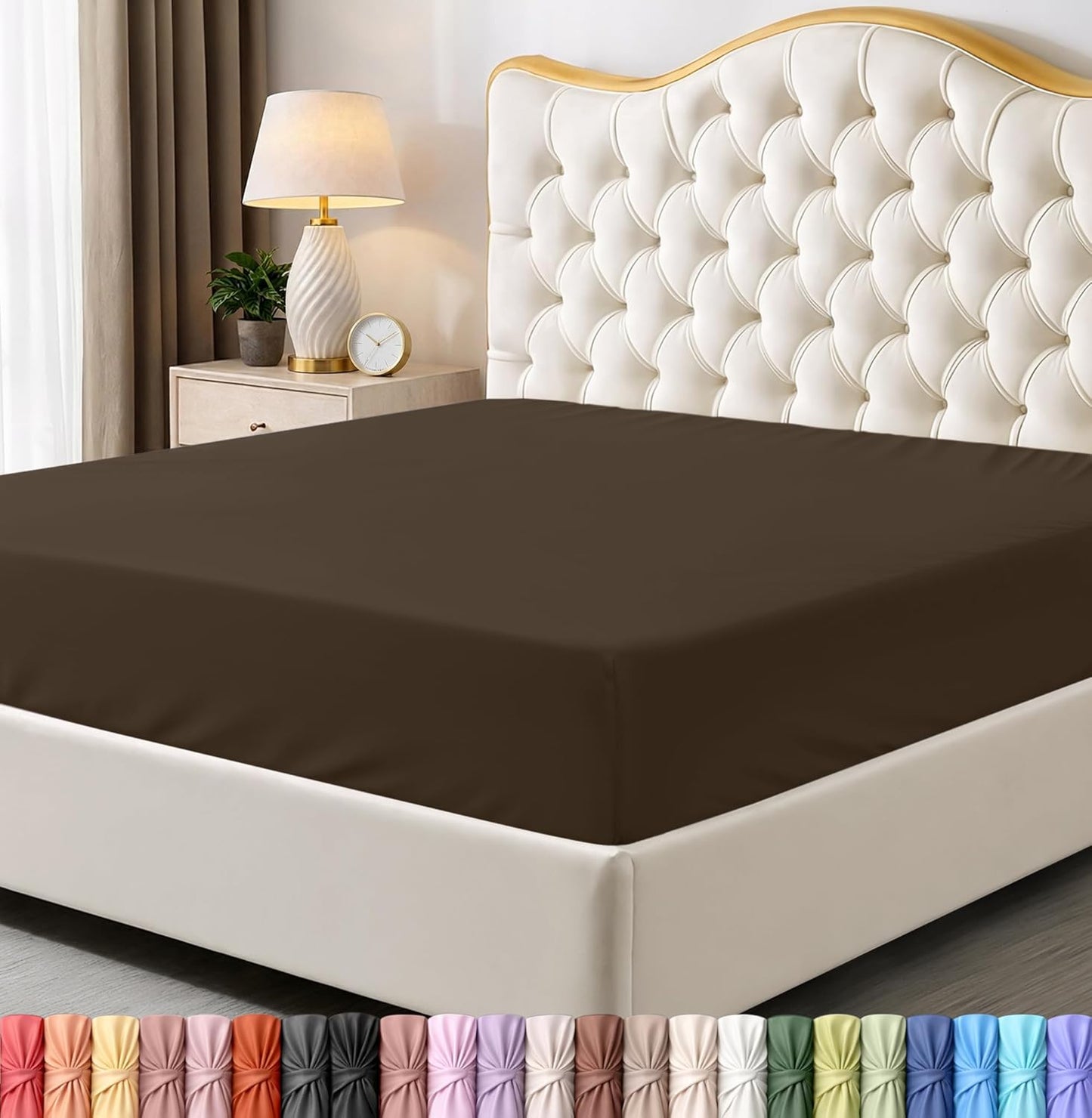 Utopia Bedding Queen Fitted Sheet - Soft Microfiber with Deep Pockets - Fade Resistant - Brown
