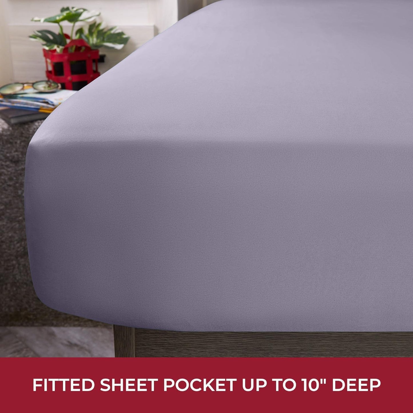 Mellanni RV Short Queen Sheets - Hotel Luxury Bedding Set | Extra Soft, Cooling, Deep Pocket - Hazy Lilac