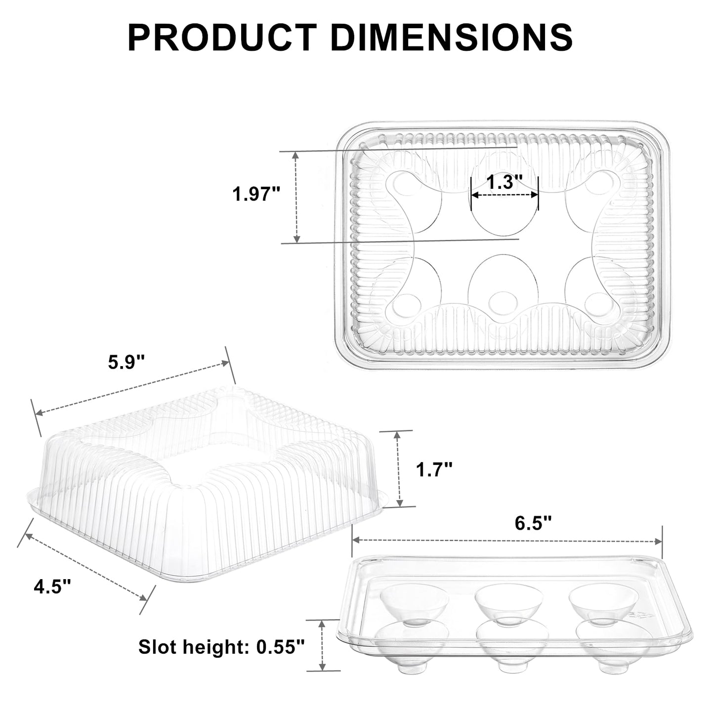 Yopay 50 Pack Deviled Egg Trays with lid, Plastic Clear 6 Slots Deviled Eggs Halves Carrier Deviled Container Dish Plate Holder for Party, Classic Cuisine Trays