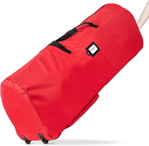 Handy Laundry Christmas Tree Storage Bag with Wheels - Heavy Duty Zippered Container for 7.5 ft Tree | Red with Reinforced Handles & Pockets