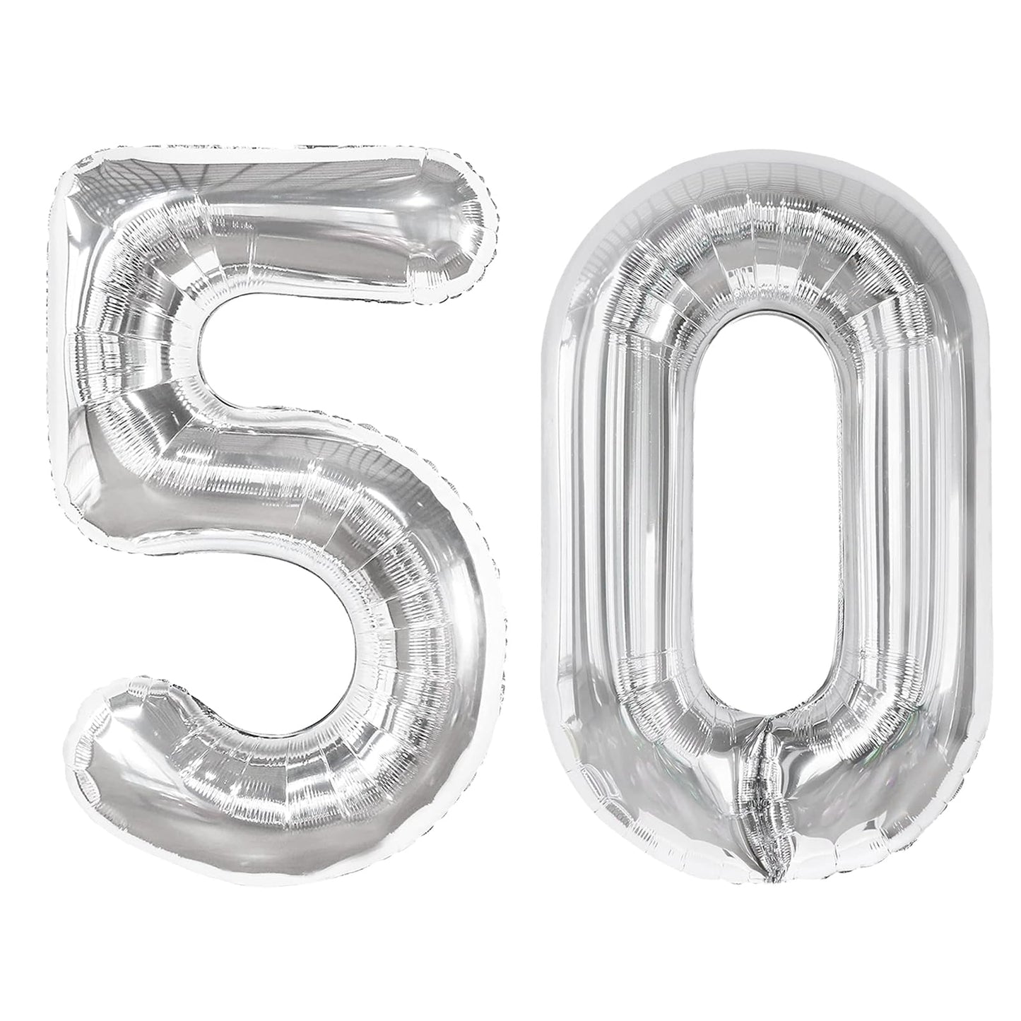 Silver Number 50 Balloon 40 inch, 50 Number Balloons, 50th Silver Birthday Decorations for Girls Boys Kids, 50 Year Old Women Men Silver Party Supplies