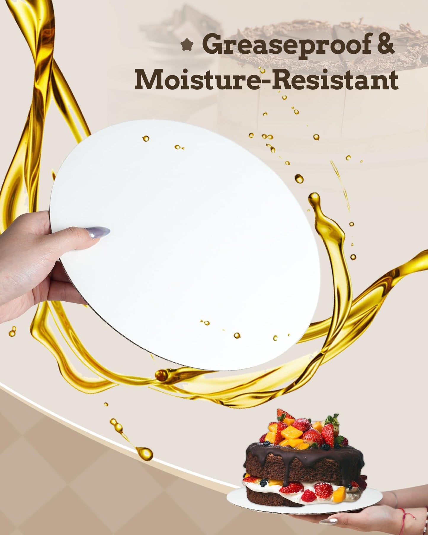 Bake Choice Cake Boards 10 inch Round, 7 Pack Food-Graded Cardboard Cake Rounds, Waterproof and Oil-Proof Cake Plates, Sturdy Corrugated Cake Base, Ideal for Baking, Cake DIY, Dessert and Crafting