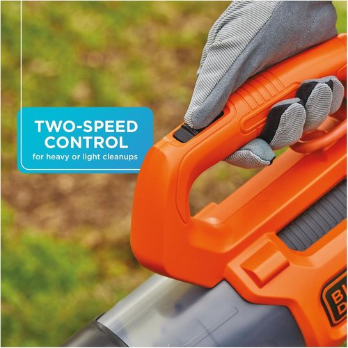BLACK + DECKER Electric Leaf Blower - Lightweight Handheld Design, 450 CFM & 140 MPH Power, Corded