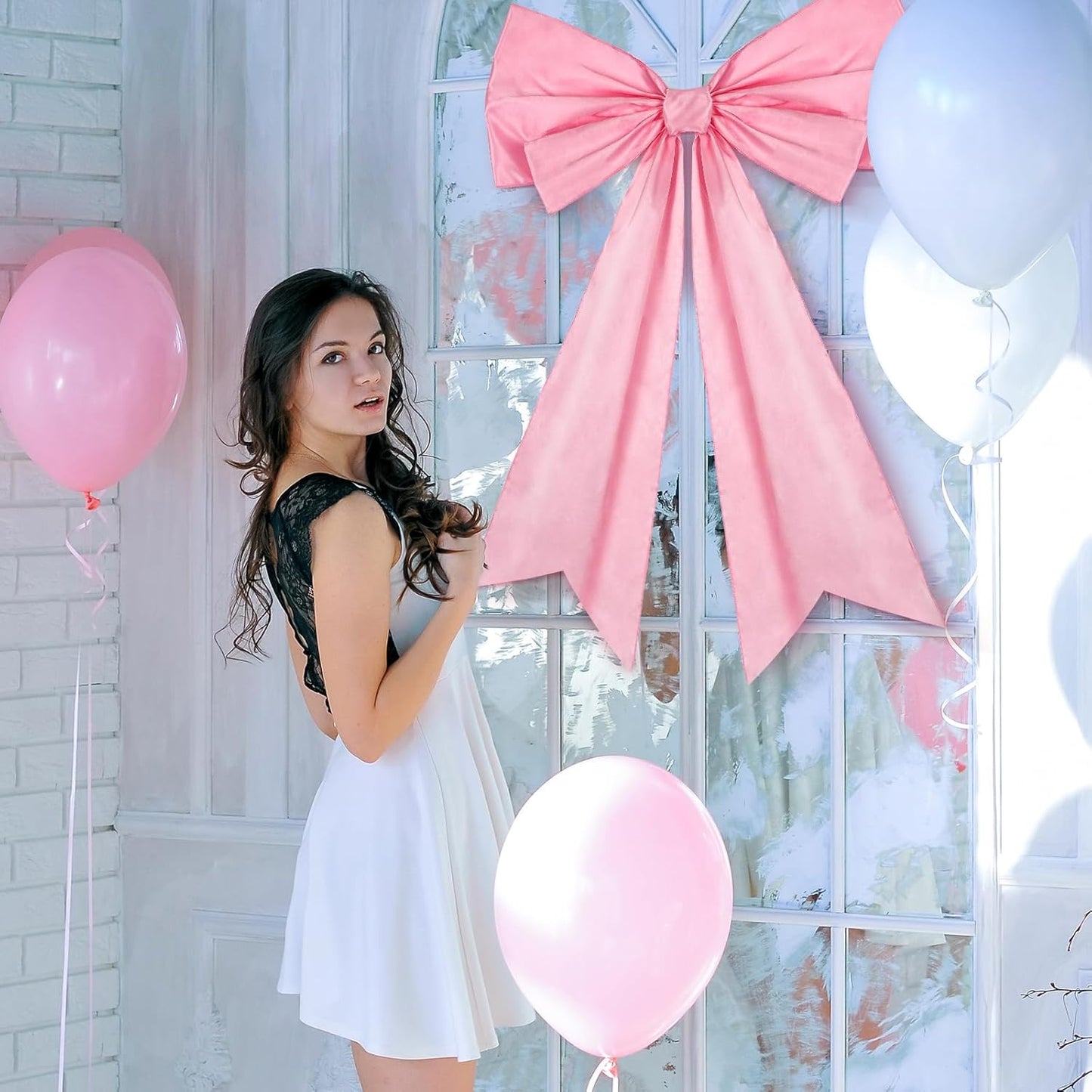 Skiennix Large Pink Coquette Bow - 27.6 x 21.7 Inches | Perfect for Birthday & Bridal Showers