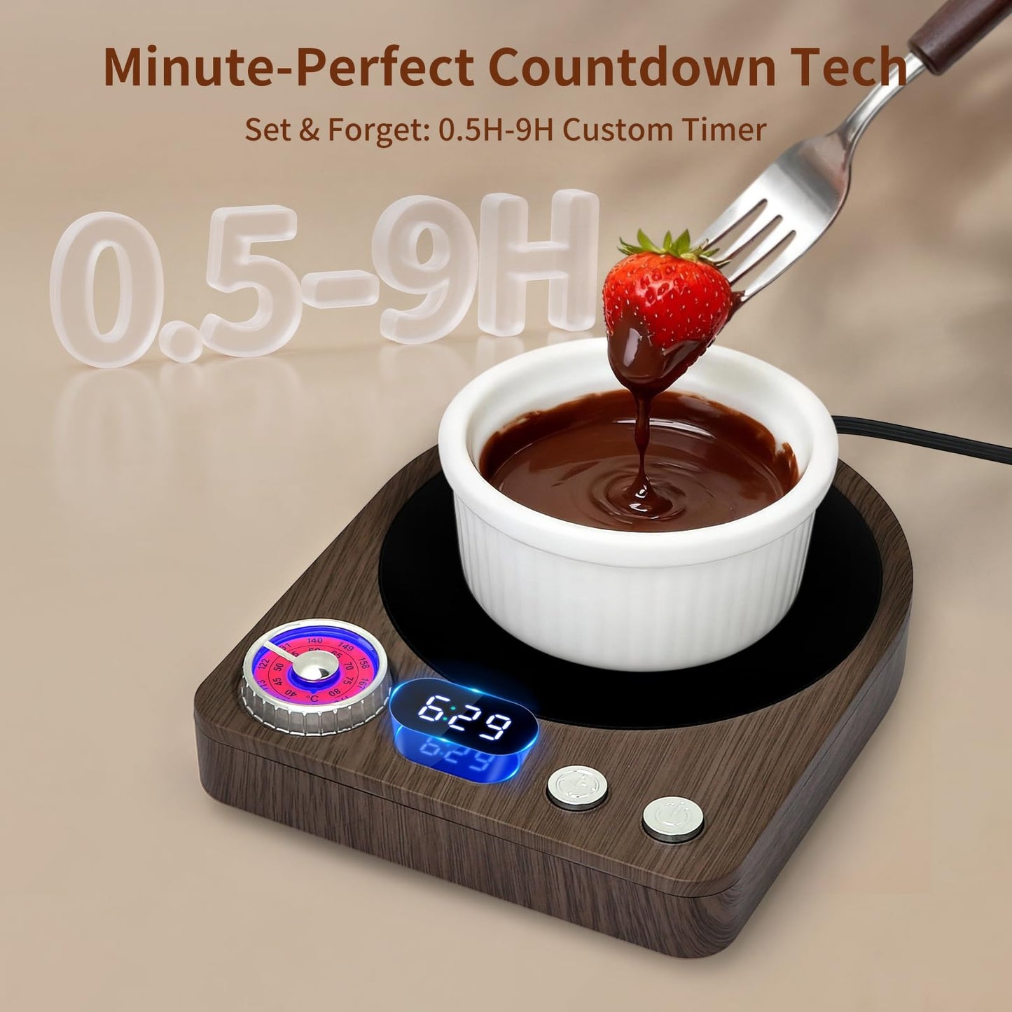VOBAGA Coffee Mug Warmer with Smart Memory System & 9-Temperature Setting, Coffee Cup Warmer with Customize Timer & Precise Minute Timing, Suitable for Work, Reading, Sleeping