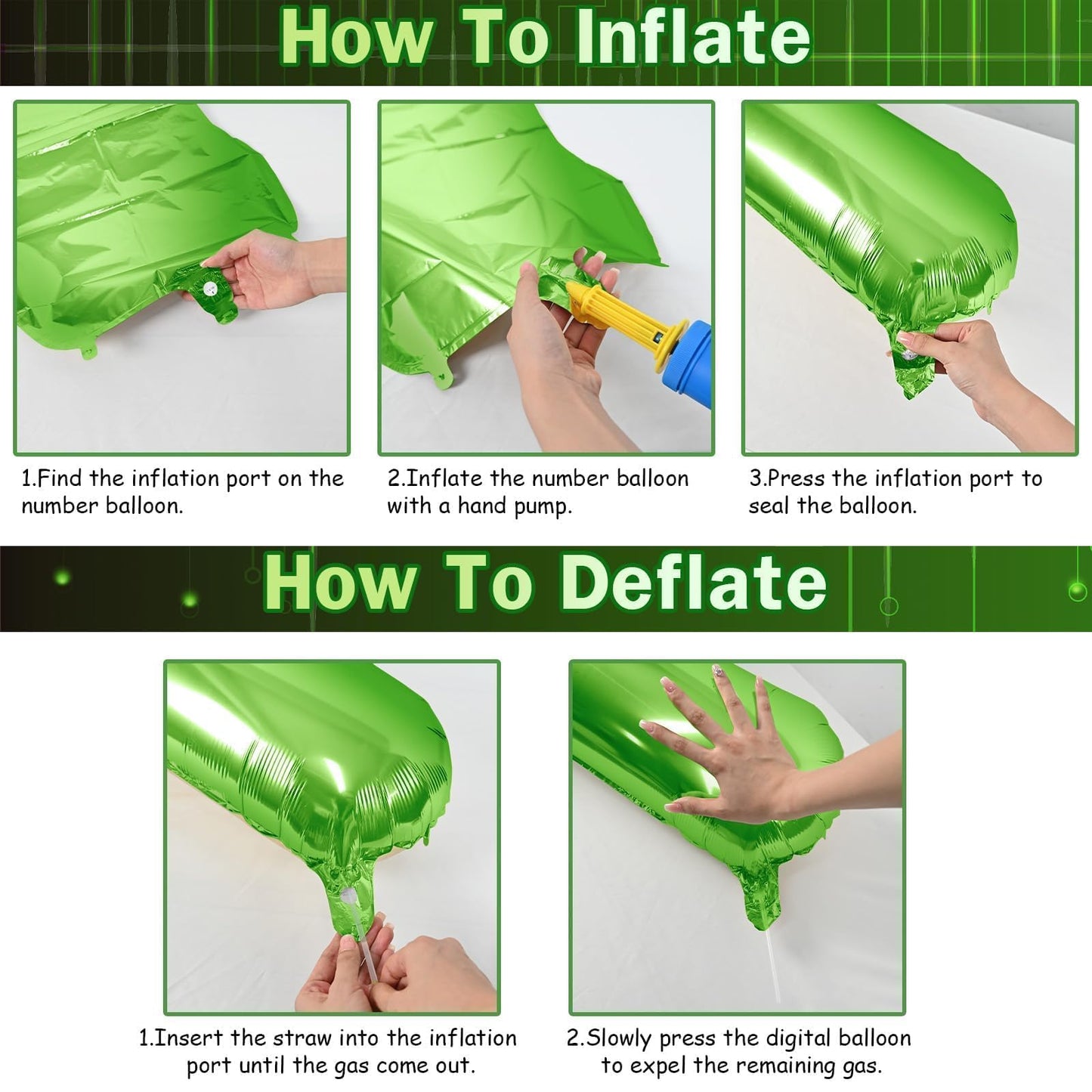 40 Inch Green Large Number Balloons Set 0-9, Self Inflate Foil Number 0 Helium Balloons for Boys Girls, Big Digit 0 Balloons for Women Men Jungle Safari Birthday Party Anniversary Supplies Decorations