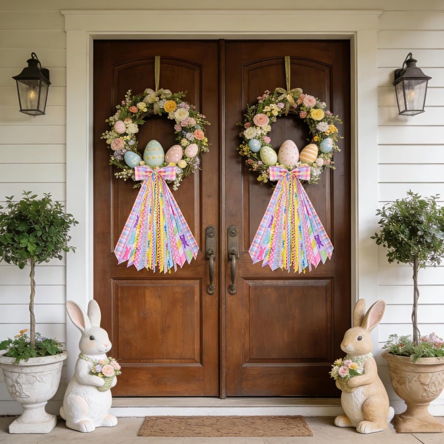 Pastel Easter Wreath Sash by [Brand Name] - Decorative Ribbon Bundle for Spring Door Decor | 1 Pack