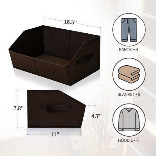 Homsorout Trapezoid Storage Bins - Large Fabric Organizing Baskets for Home & Closet | 6-Pack, Brown