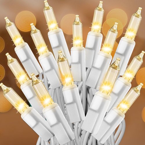 CXLHO Clear Christmas Lights 33FT 100 Incandescent Bulbs Warm White Mini Lights with White Wire for Christmas Tree, Garland, Thanksgiving, Wedding, Party, Home, Indoor & Outdoor Festival Decoration