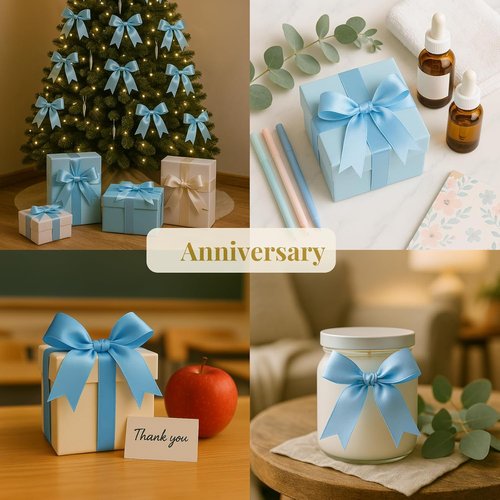 Blue Gift Wrap Bows - 50pcs Elegant Reusable Bows for Gift Wrapping & Party Decor | Light Blue