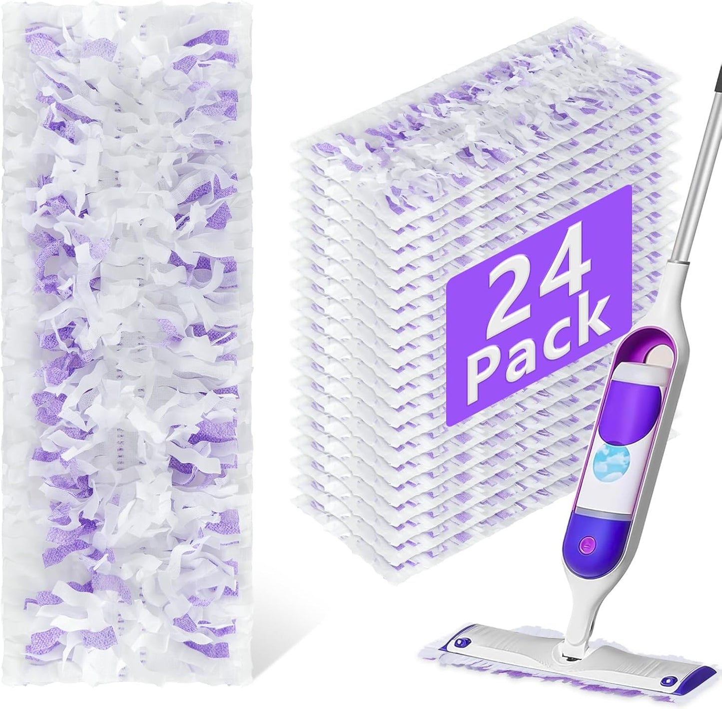 Swiffer PowerMop Refills - 24 Pack Unscented Thickened Mopping Pads for Multi-Surface & Wood Floors