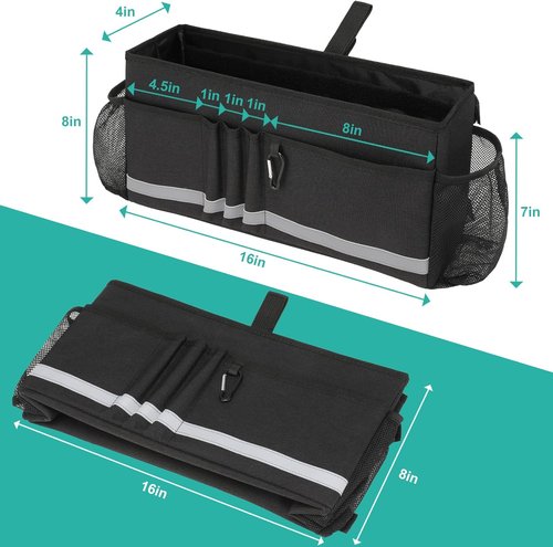 EXLIFBAG Folding Walker Bag - Convenient Walker Accessories with Cup Holder | Black Color