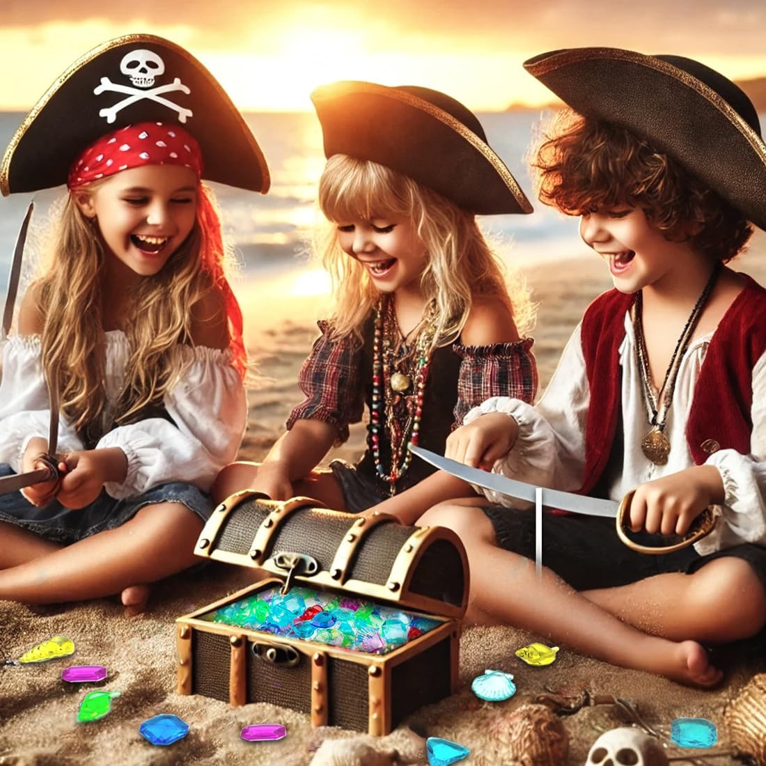 Skiennix Sensory Bin Filler - 180 Pcs Plastic Gemstones & Fake Seashells for Kids | Ocean-Themed Fun