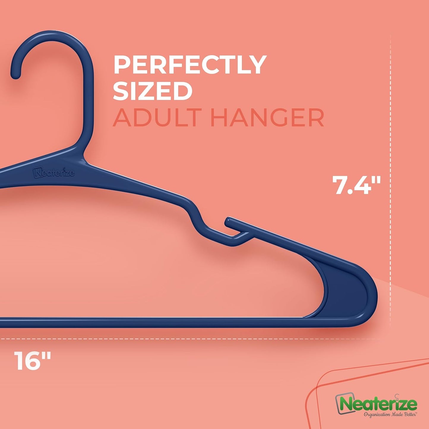 Neaterize Clothes Hangers - Space-Saving Plastic Hangers for Adults | 20-Pack in Grey