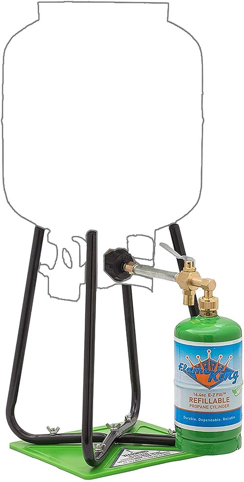 Flame King 1LB Refillable Propane Cylinder Tank - Safe, Legal Refill Kit with CGA600 Connection