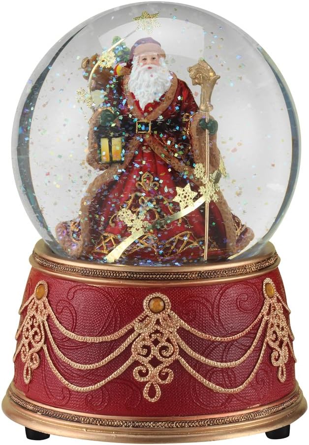 Roman Santa Snow Globe - Musical "We Wish You a Merry Christmas" | 100mm Holiday Decor