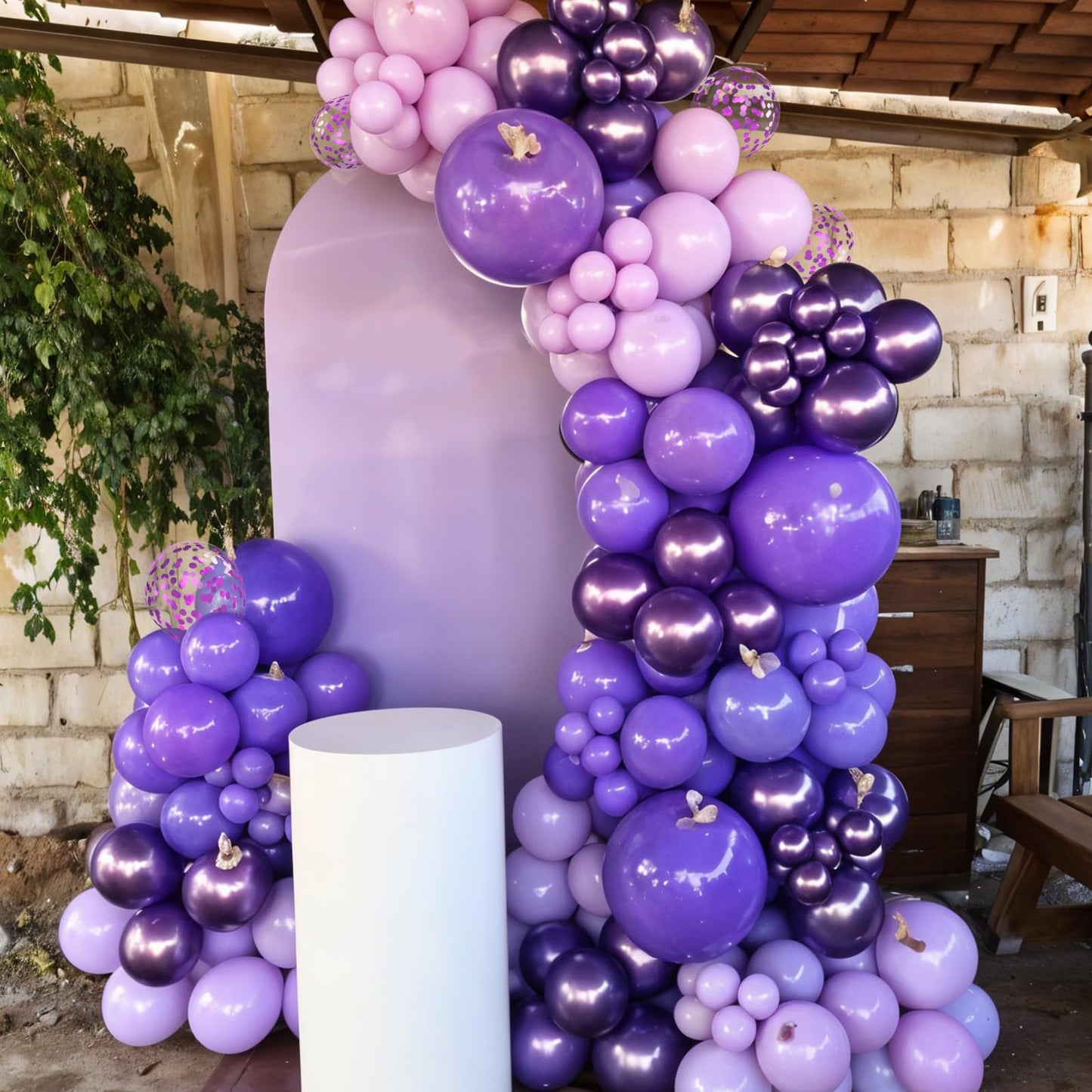 Pink and Purple Balloons, Pink Lavender Dark Purple Metallic Confetti Latex Balloons for Girls Women Birthday Party Baby Shower Bridal Shower Wedding Decorations
