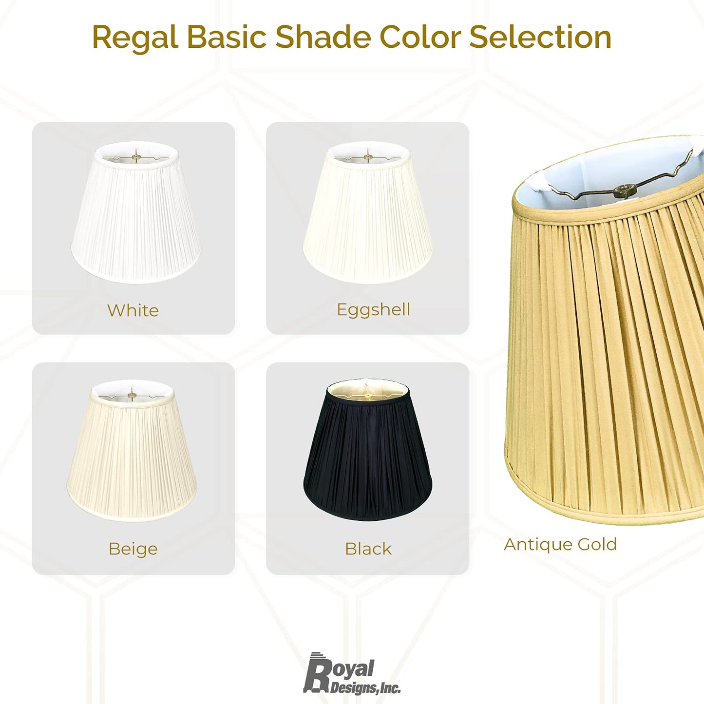 Royal Designs Deep Empire Gather Pleat Basic Lamp Shade, Black, 6 x 12 x 9.25