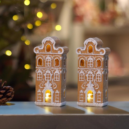 Cynkeyee Gingerbread House | Festive Indoor Christmas Decorations | 2.5" x 2" x 5.5" Resin Village Decor