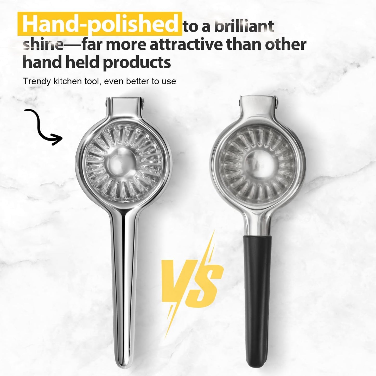 Sopito Stainless Steel Lemon Squeezer - Heavy Duty Citrus Juicer with Non-Slip Grip | Large Size