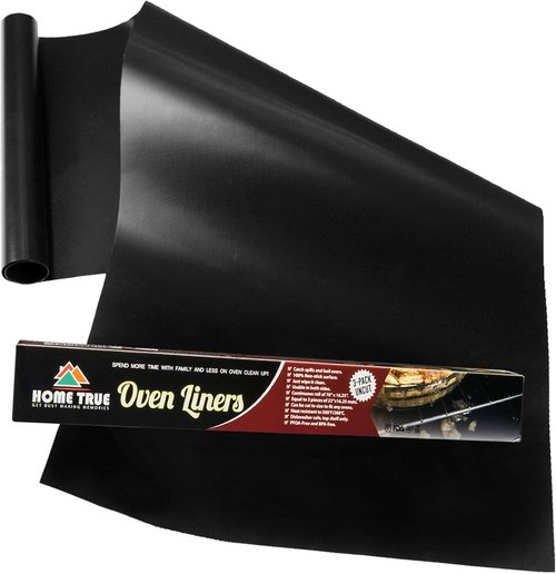 Home True Ovenliner - Non-Stick Microwave & Toaster Stovetop Mat | Black, 70x16.25 Inches