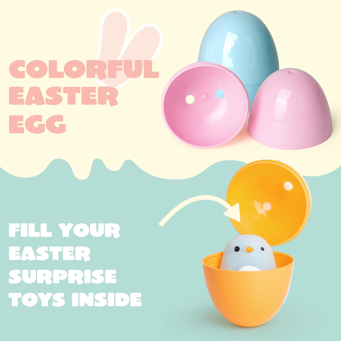 JOYIN 25PCS Pastel Easter Eggs, 2.3" Empty Plastic Eggs, Colorful Plastic Eggshell Bulks for Easter Hunt, Filling Treats, Party Favor, Easter Basket Stuffers, Classroom Prize Supplies