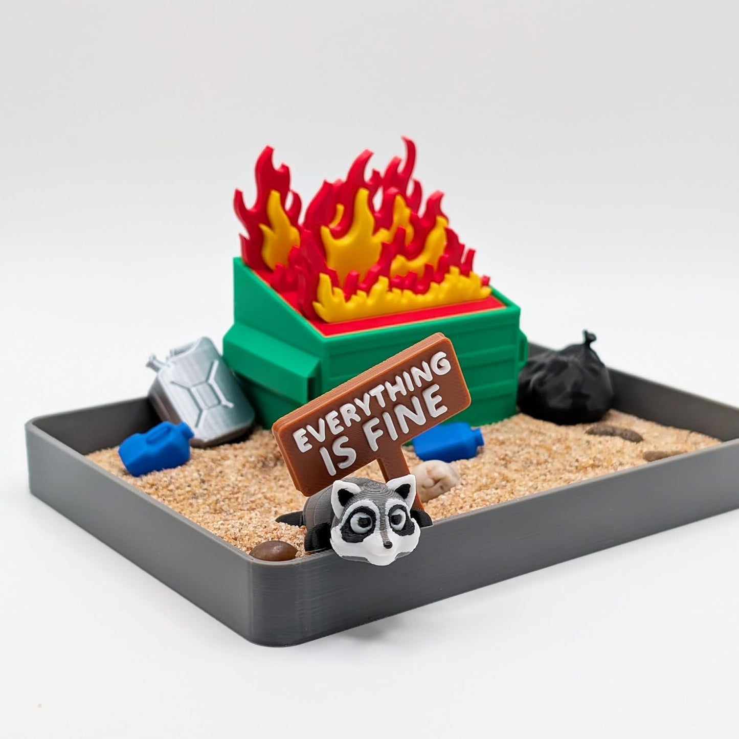 Zen Garden - Dumpster Fire Design for Stress Relief | Perfect Desk Decor