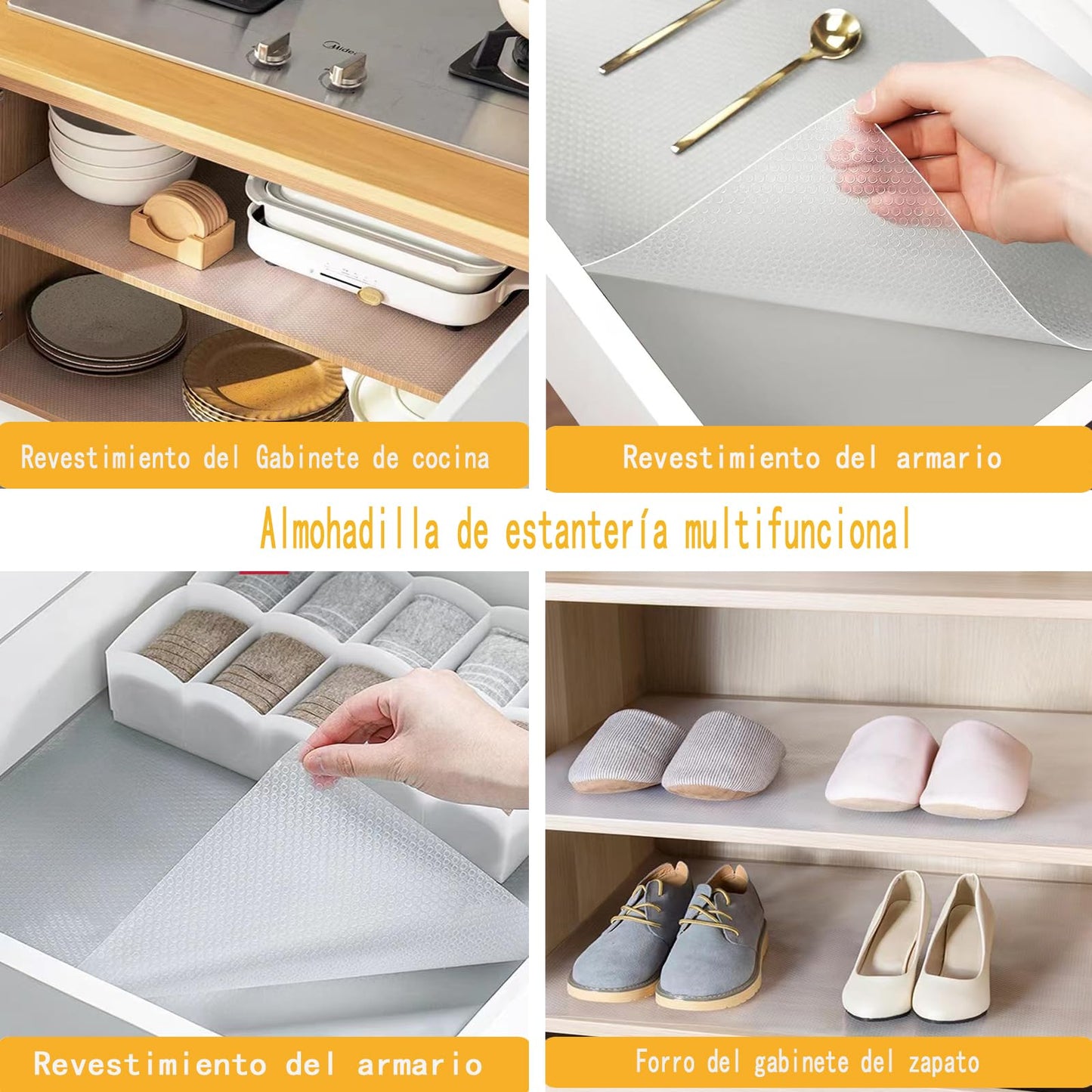 Wire Shelf Liner 12x197inchs Non-Adhesive Liner,EVA Kitchen Liner,Fridge Drawer Dressers Dining-Table Shoe Cabinet,Waterproof/Stain-Proof/Anti-Slip 12inch