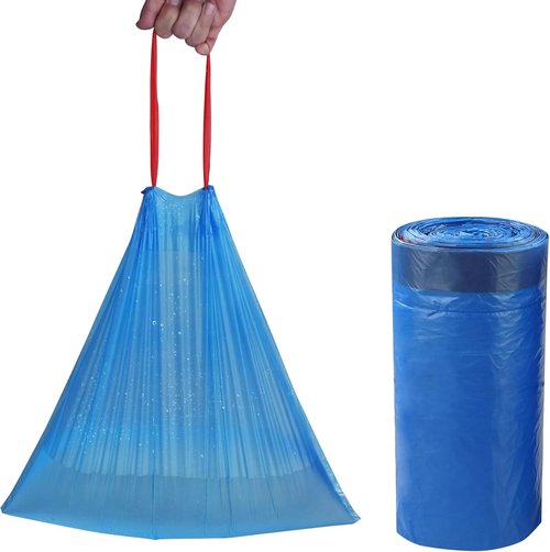 Fiaze 6 Gallon Drawstring Trash Bags - 200 Count | Durable Blue Waste Disposal Solution