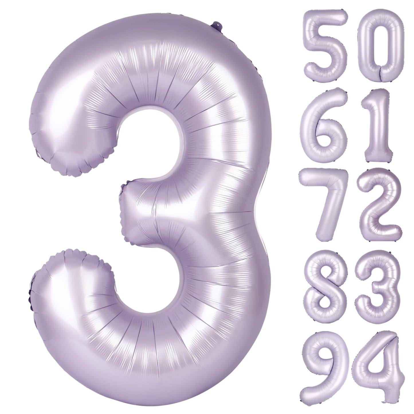 Lilac 3 Balloon, Number Balloons 40 Inch, Lavender 3rd Birthday Decorations for Kids Girls Women Party Supplies for Party Decorations, Number 3 Balloon