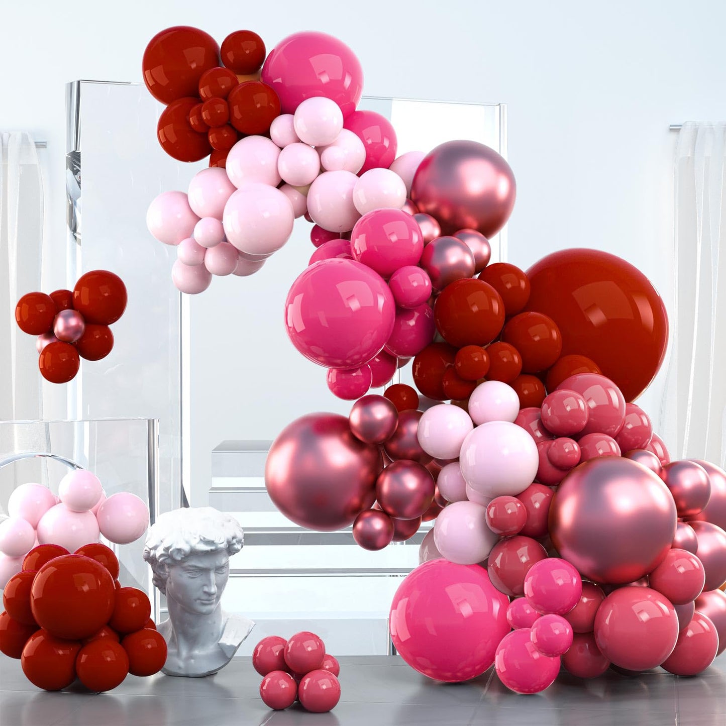 PartyWoo Pink Balloon Garland, 100 pcs Shades of Pink Different Sizes Pack of 36 Inch 18 Inch 12 Inch 10 Inch 5 Inch for Balloon Garland or Balloon Arch as Party Decorations, Birthday Decorations