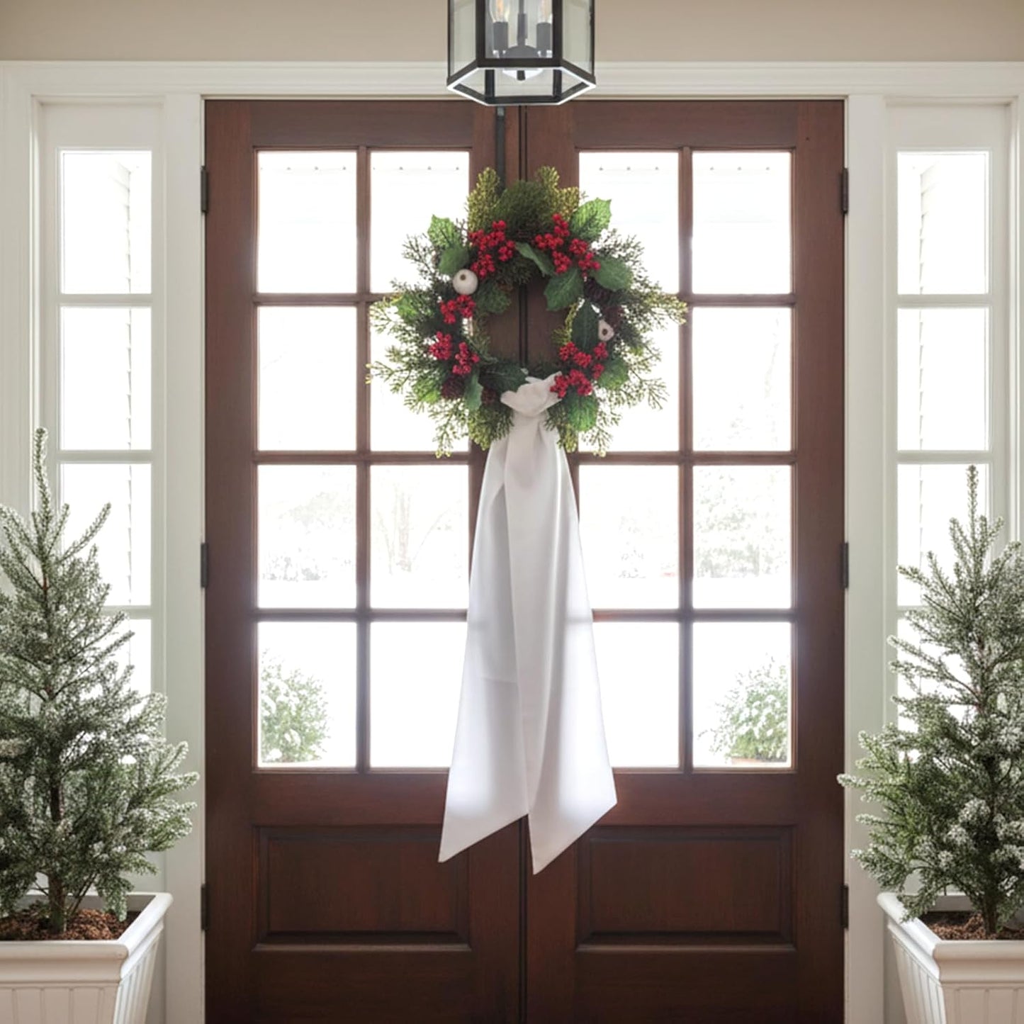 Regine Switzerland 4 Pcs White Wreath Sash - 4.5'' x 56'' Blank Decor for Holidays & Events