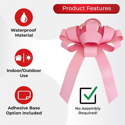 CarBowz Big Pink Car Bow - Giant 30" Non-Scratch Magnet | Weather-Resistant Vinyl Decor