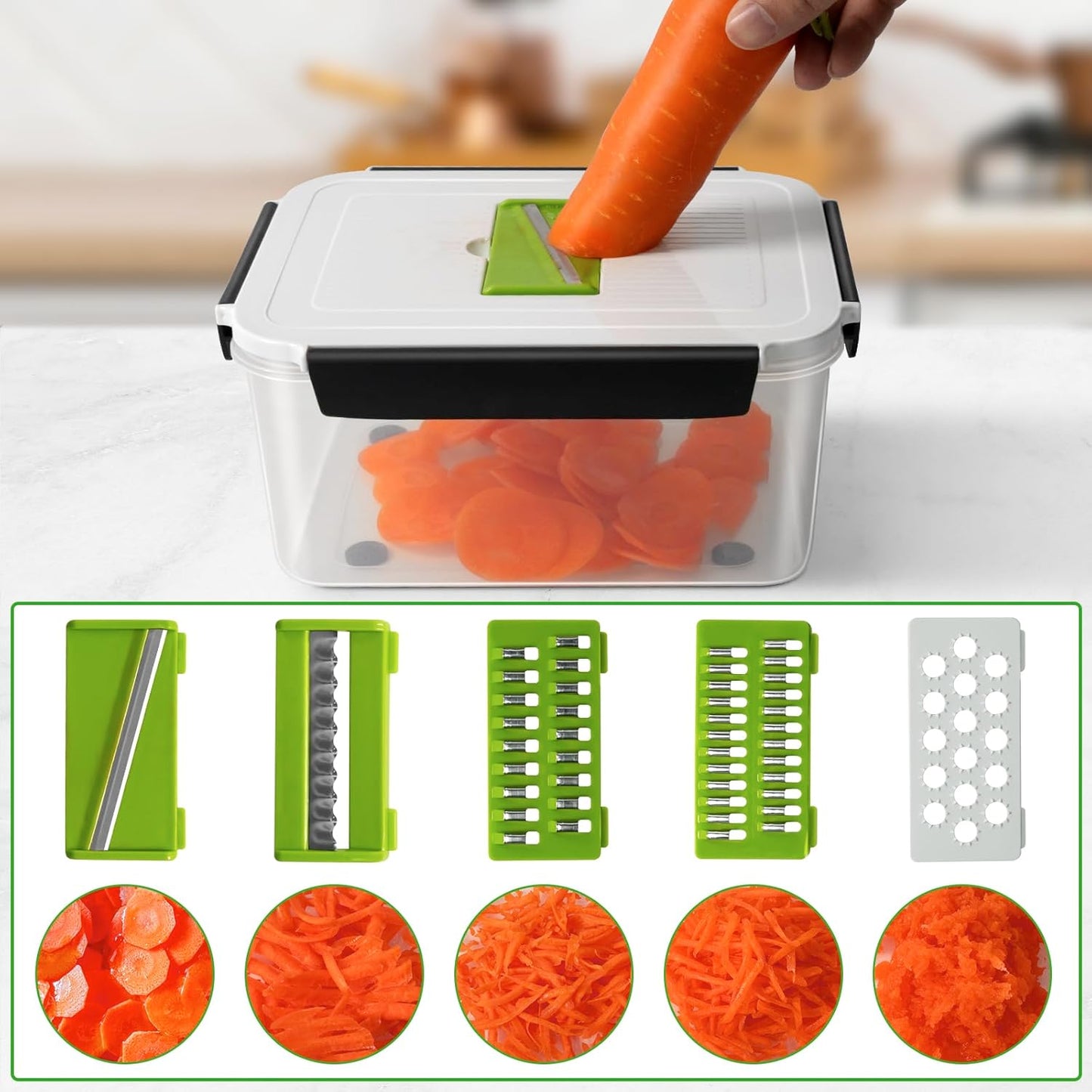 Skiennix Fruit Storage Containers - 5 PCS Leakproof Set with Removable Colander & Chopper | Dishwasher & Microwave Safe