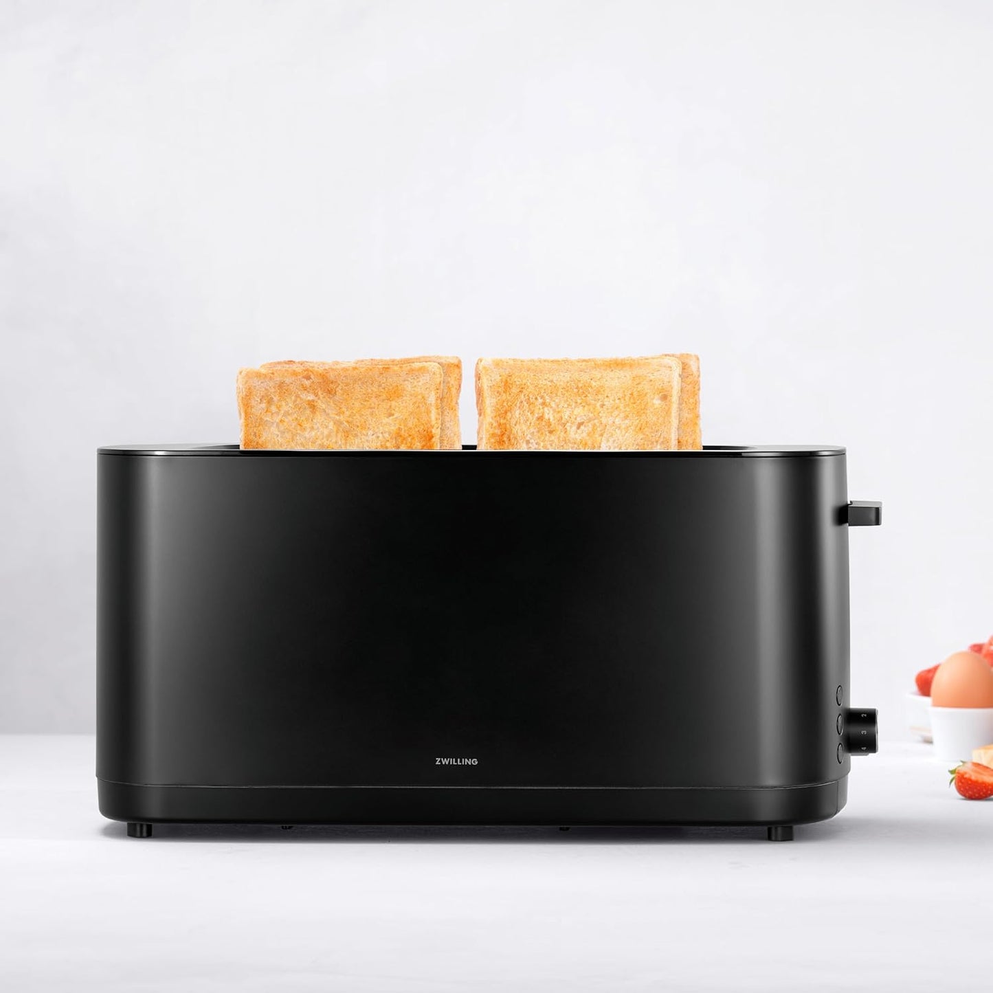 ZWILLING Enfinigy 4-Slice Long Slot Toaster - Extra Wide 1.5" Slots for Bagels & Toast | Black Finish