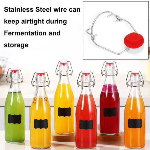 6 Pack 12 oz swing top glass bottles,flip top glass bottles 12 oz with airtight lids for Home Brewing,2nd Fermentation,Kombucha,Kefir,Vanilla Extract,Juice,Tea,Beverages,Soda,Oils,Vinegar,Limoncello