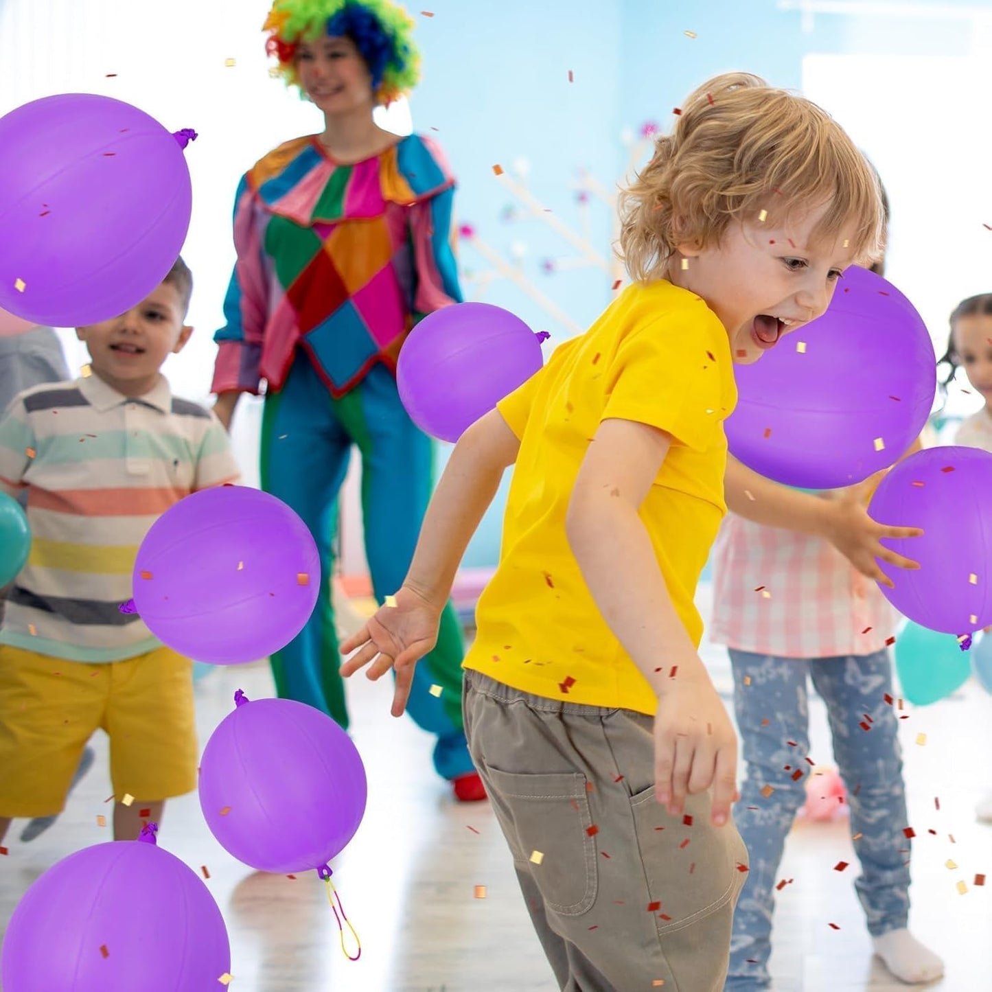 Purple Punch Balloons - 12 Pcs with Rubber Band Handle for Easy Grip | Perfect for Kids' Birthday Parties