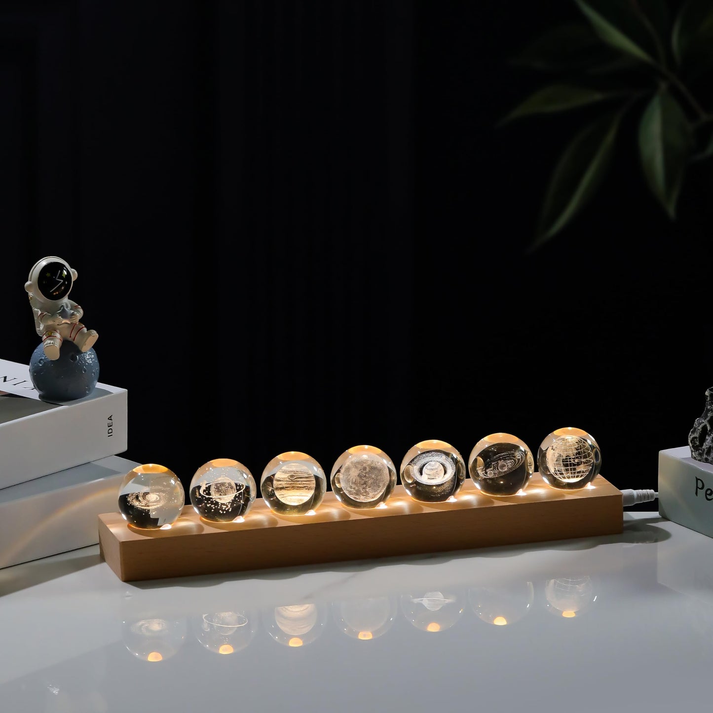 3d Crystal Ball Solar System Crystal Ball with Led Lamp Base - Best Birthday Science Gifts For Man Teacher Boy Kids Girls Men - Galaxy Jupiter Saturn Moon Earth Solar System Space Astronomy Gifts