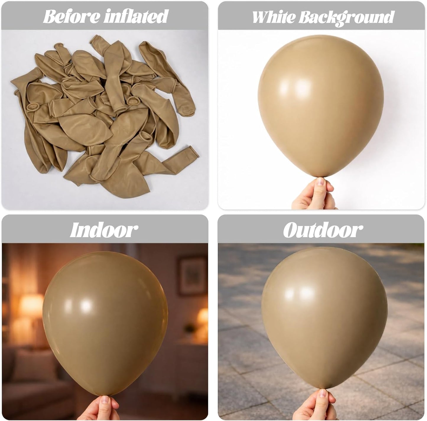 Voircoloria 12-Inch Khaki Balloons - 105-Pack Latex Party Balloons for Birthdays & Weddings