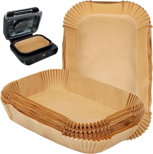BYKITCHEN Air Fryer Liners - Rectangle Parchment Paper for Ninja Foodi XL Grill | Set of 100