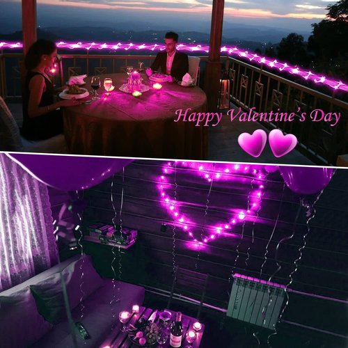 JMEXSUSS 2 Pack Pink String Lights Battery Operated Rope Lights Outdoor, 33ft 100 LED Battery Powered Christmas Lights with Remote, 8 Modes Pink Fairy Light for Garden Party Valentines Day Decorations